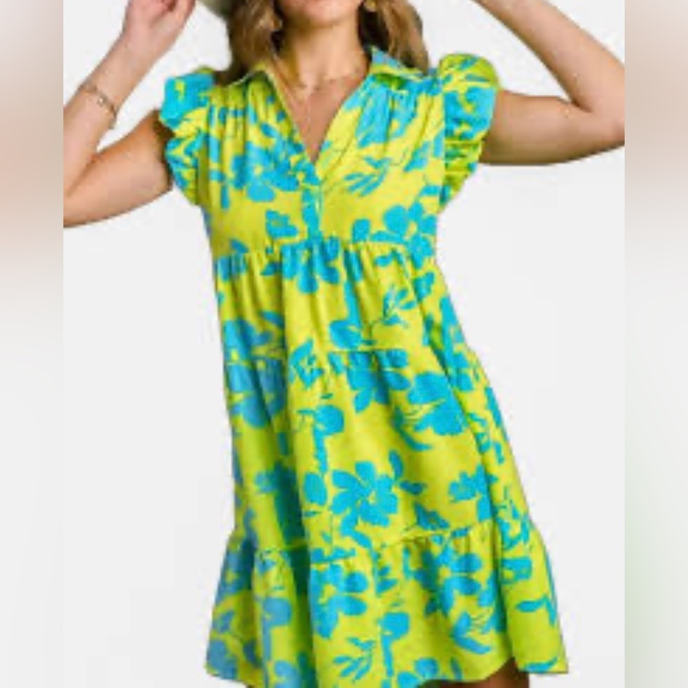 Umgee In the Lime Tiered Dress - Picture 5 of 5
